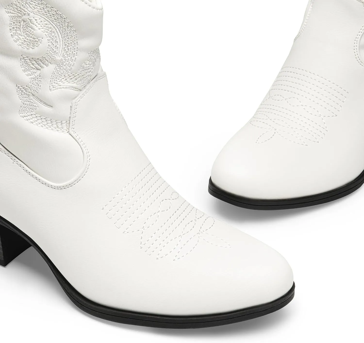 DREAM PAIRS Women's Western Cowboy Cowgirl Embroidered Ankle Boots Fashion Low chunky Heel Round Toe Fall Short Booties Shoes