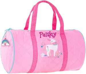 Duffle Bag for Girls Kids Unicorn Travel Bag - Quilted Overnight or Gym Tote Bag Personalized with Custom Name