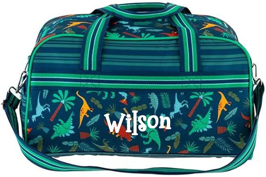 Duffle Bag - Personalized Dinosaur Bag for Travel - Kids Garment Luggage Tote for Overnight or Weekend Gym Bag