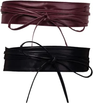 Earnda Women Fashion Obi Belt Faux Leather Wide Wrap Waist Cinch Belt for Dress