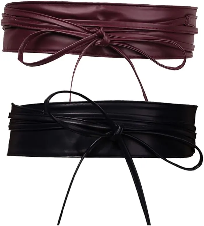 Earnda Women Fashion Obi Belt Faux Leather Wide Wrap Waist Cinch Belt for Dress