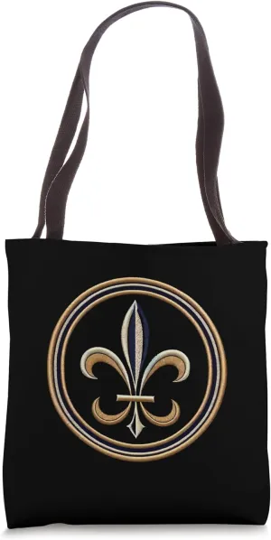 Elegant Fleur de Lys Embroidery Motif Tote Bag