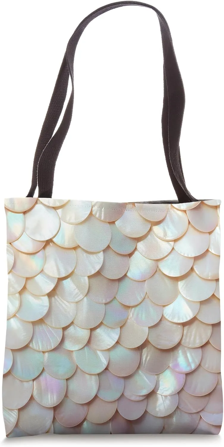 Elegant Glamour Nacar Pearled Photo Realistic 3D Sequins Tote Bag