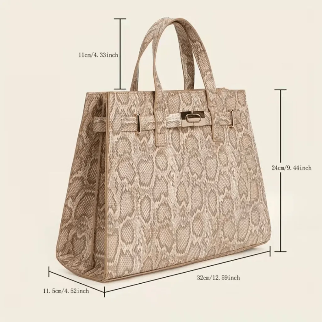 Elegant Snakeskin Pattern Satchel Bag