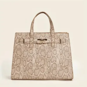 Elegant Snakeskin Pattern Satchel Bag