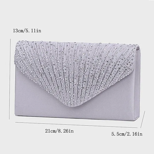 Elegant Women's Silver Glitter Clutch Bag with Textured Design – Perfect for Weddings, Evening Parties, and Formal Events