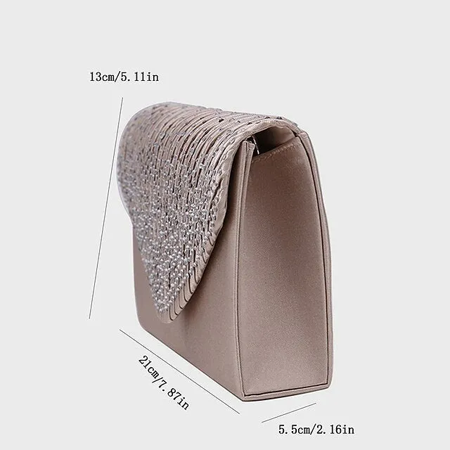 Elegant Women's Silver Glitter Clutch Bag with Textured Design – Perfect for Weddings, Evening Parties, and Formal Events