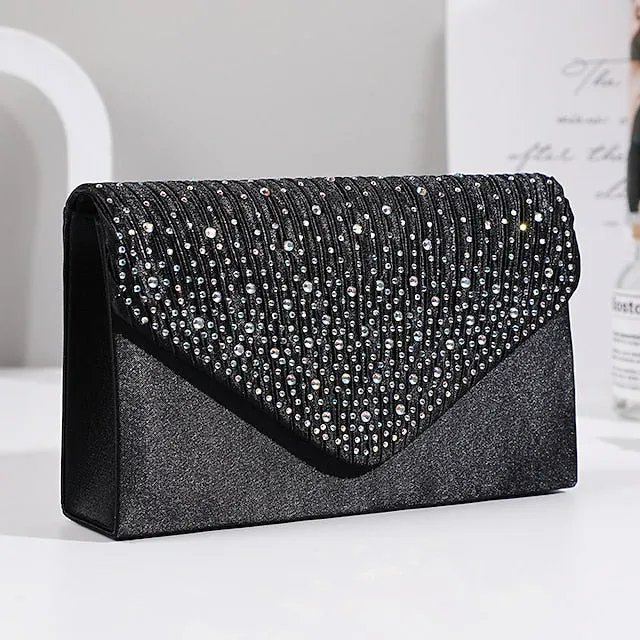 Elegant Women's Silver Glitter Clutch Bag with Textured Design – Perfect for Weddings, Evening Parties, and Formal Events