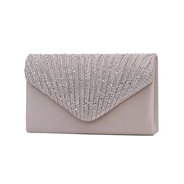 Elegant Women's Silver Glitter Clutch Bag with Textured Design – Perfect for Weddings, Evening Parties, and Formal Events