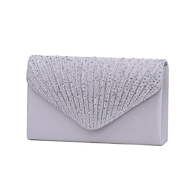 Elegant Women's Silver Glitter Clutch Bag with Textured Design – Perfect for Weddings, Evening Parties, and Formal Events