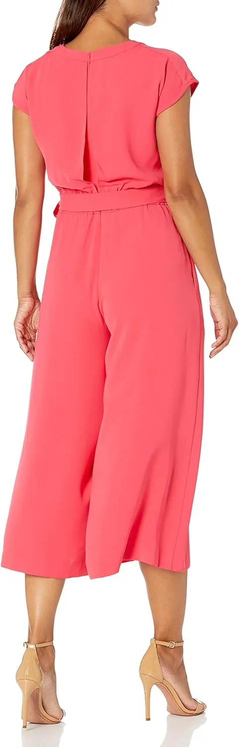 Eliza J womens Faux Wrap Crop Jumpsuit