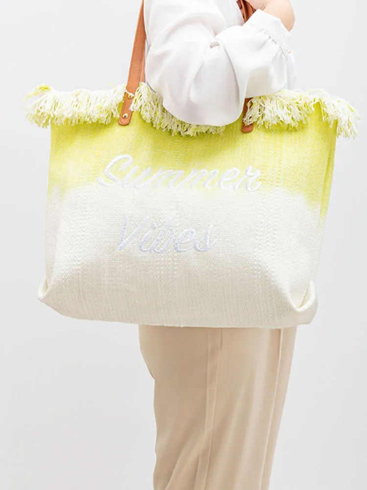 Embroidered Two-Tone Tote Bag