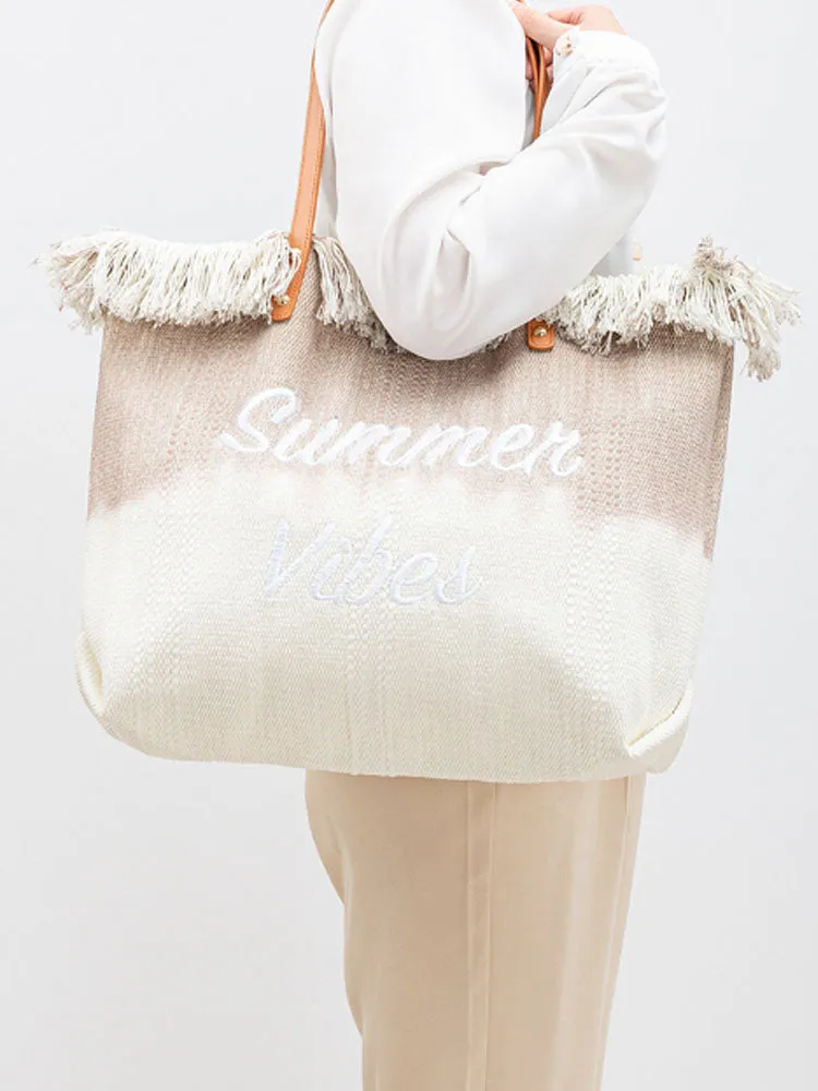 Embroidered Two-Tone Tote Bag
