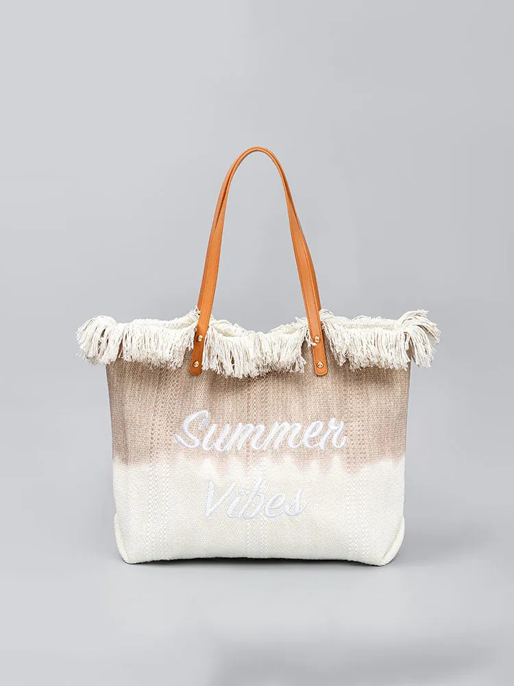 Embroidered Two-Tone Tote Bag