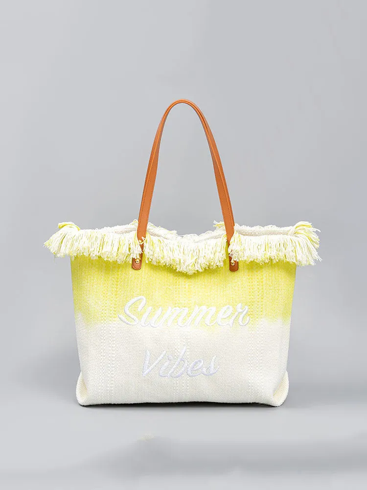 Embroidered Two-Tone Tote Bag