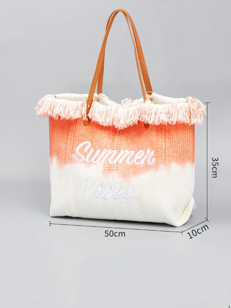 Embroidered Two-Tone Tote Bag