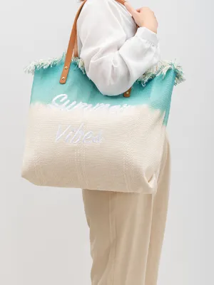 Embroidered Two-Tone Tote Bag