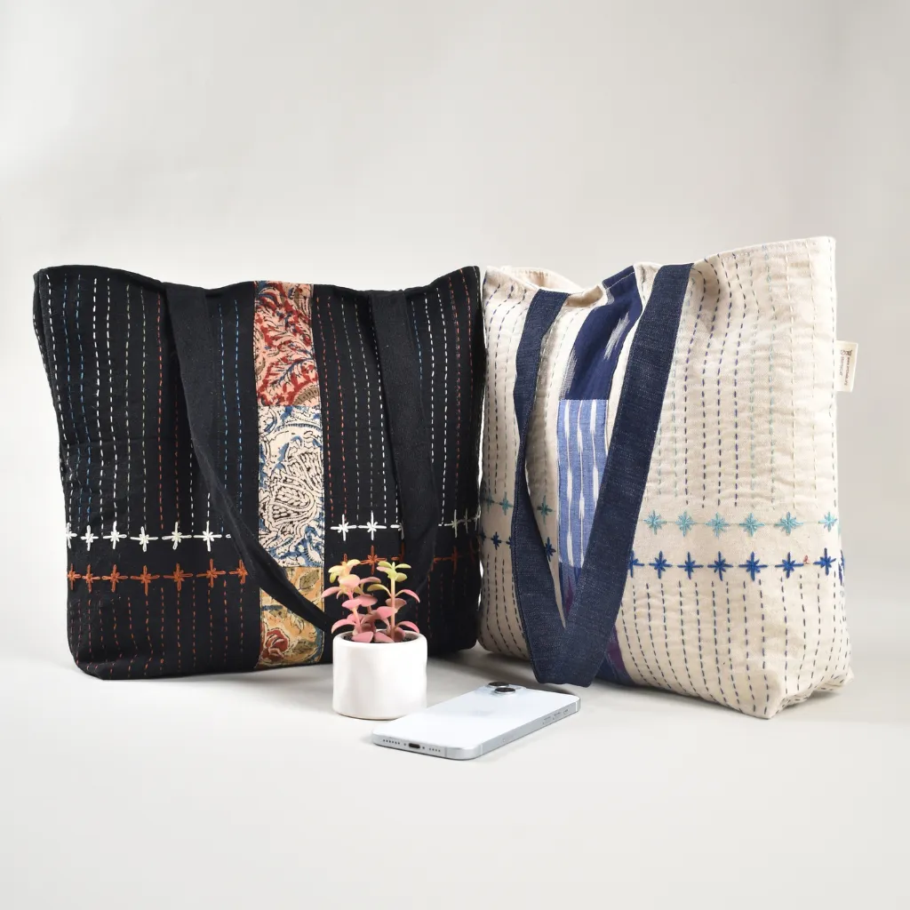 Embroidery Black Canvas Tote Bag