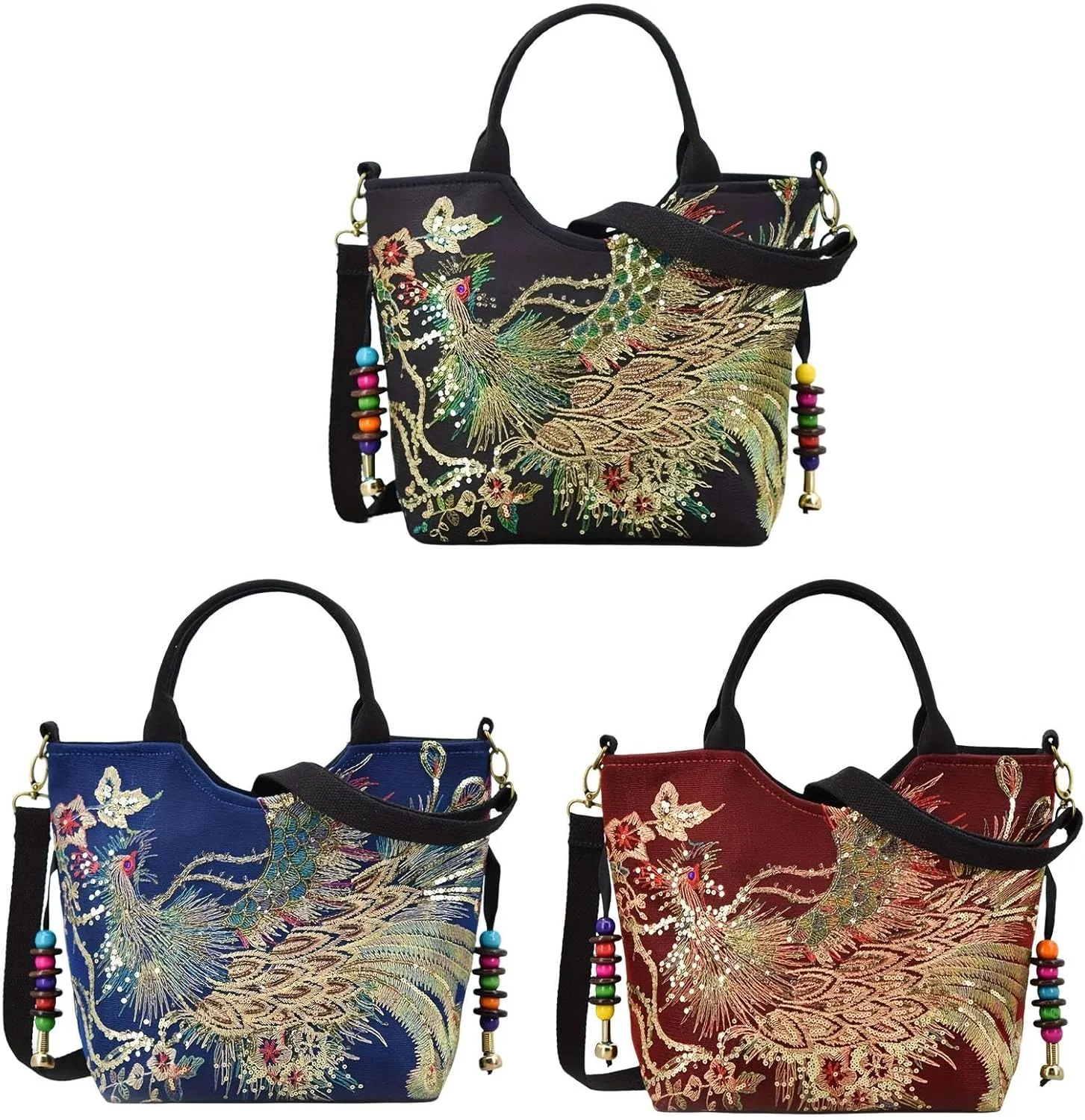Embroidery Handbag Top Handle Bag Tote for Travel Working Party