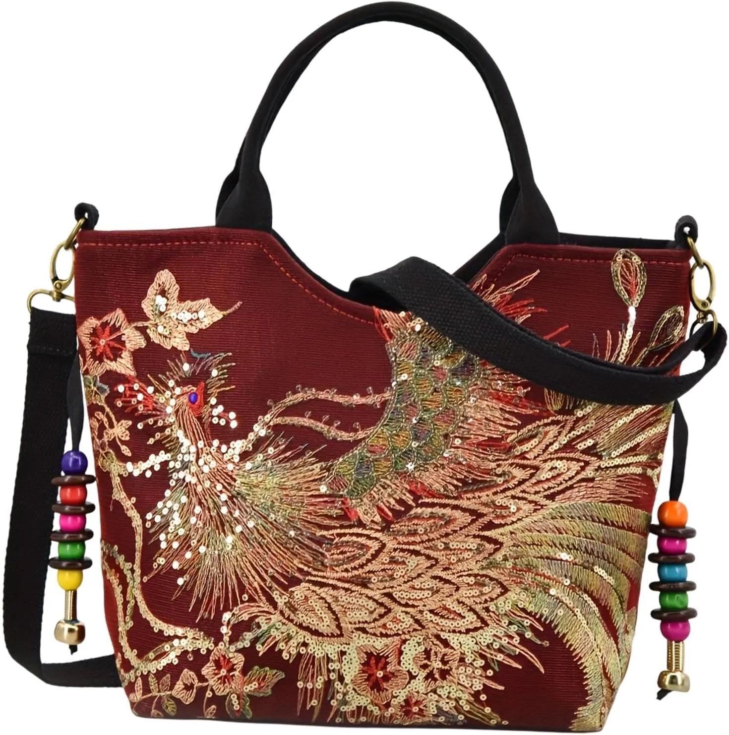 Embroidery Handbag Top Handle Bag Tote for Travel Working Party