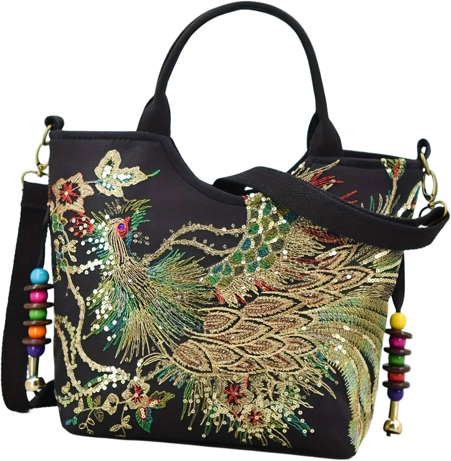 Embroidery Handbag Top Handle Bag Tote for Travel Working Party