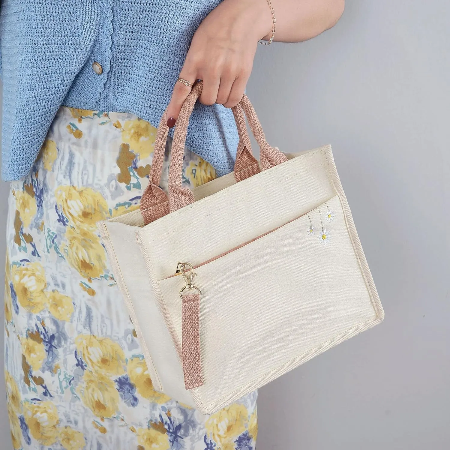 Embroidery style handbag canvas handbag