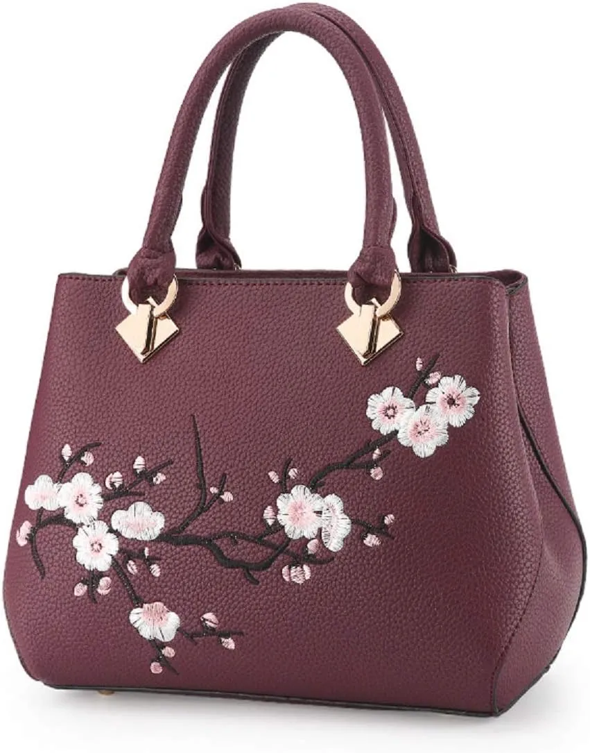 Embroidery Women Top Handle Satchel Handbags Shoulder Bag Tote Purse Messenger Bags Crossbody Bag
