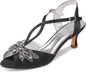 Emily Bridal Ivory Wedding Shoes Peep Toe Rhinestones Kitten Heel Bridal Shoes Women Shoes