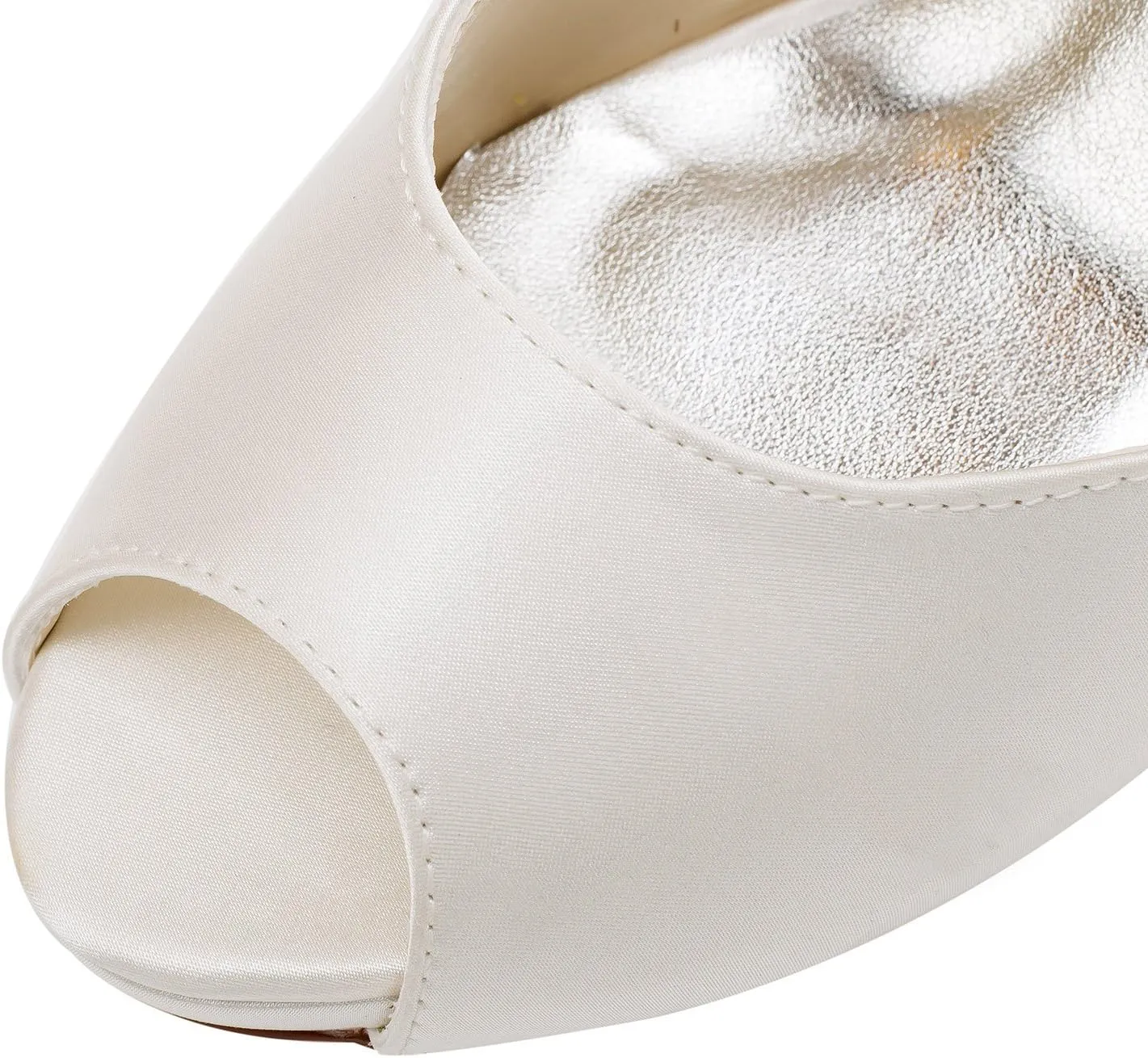 Emily Bridal Wedding Shoe Ivory Wedding Shoes Satin High Heels Peep Toe Pearls Lace up Bridal Shoes