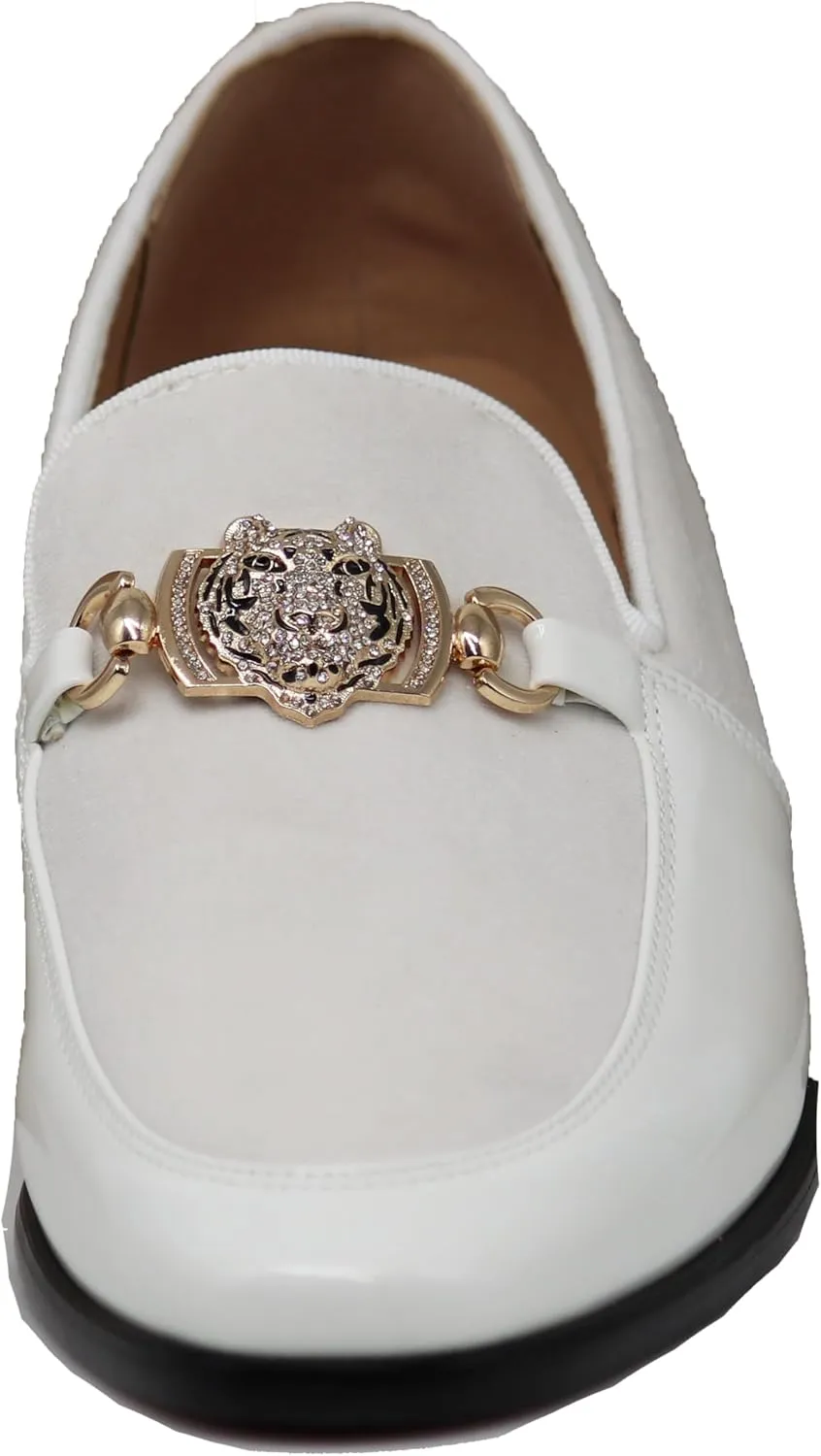 Enzo Romeo SPK65 Men's Fashion Rhinestone Glitter Buckle Slip On Dress Shoes