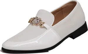 Enzo Romeo SPK65 Men's Fashion Rhinestone Glitter Buckle Slip On Dress Shoes