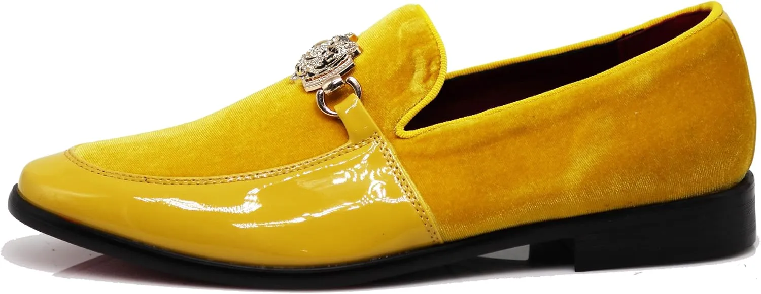 Enzo Romeo SPK65 Men's Fashion Rhinestone Glitter Buckle Slip On Dress Shoes