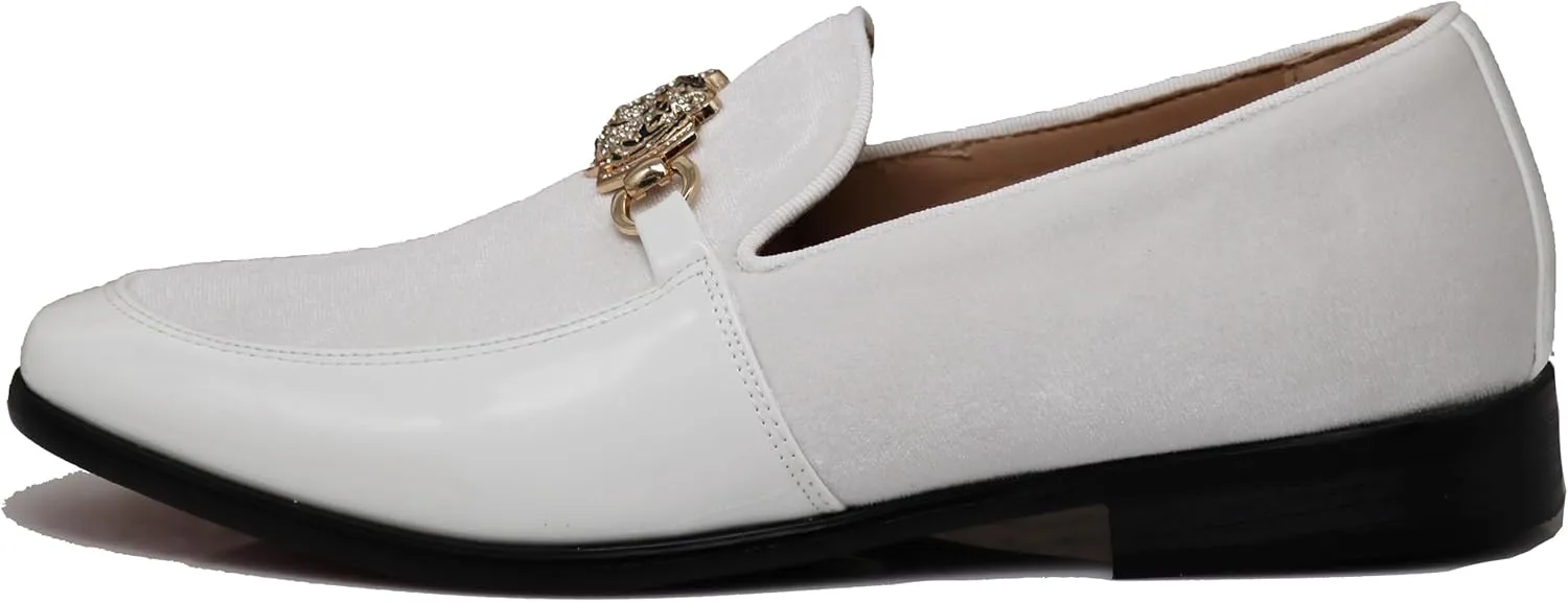 Enzo Romeo SPK65 Men's Fashion Rhinestone Glitter Buckle Slip On Dress Shoes