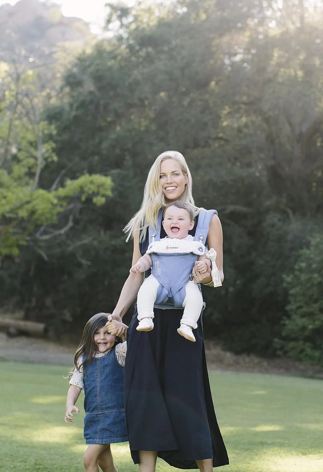 Ergobaby 360 All-Position Baby Carrier with Lumbar Support (12-45 Pounds), Sofie La Girafe - Blue, Premium Cotton