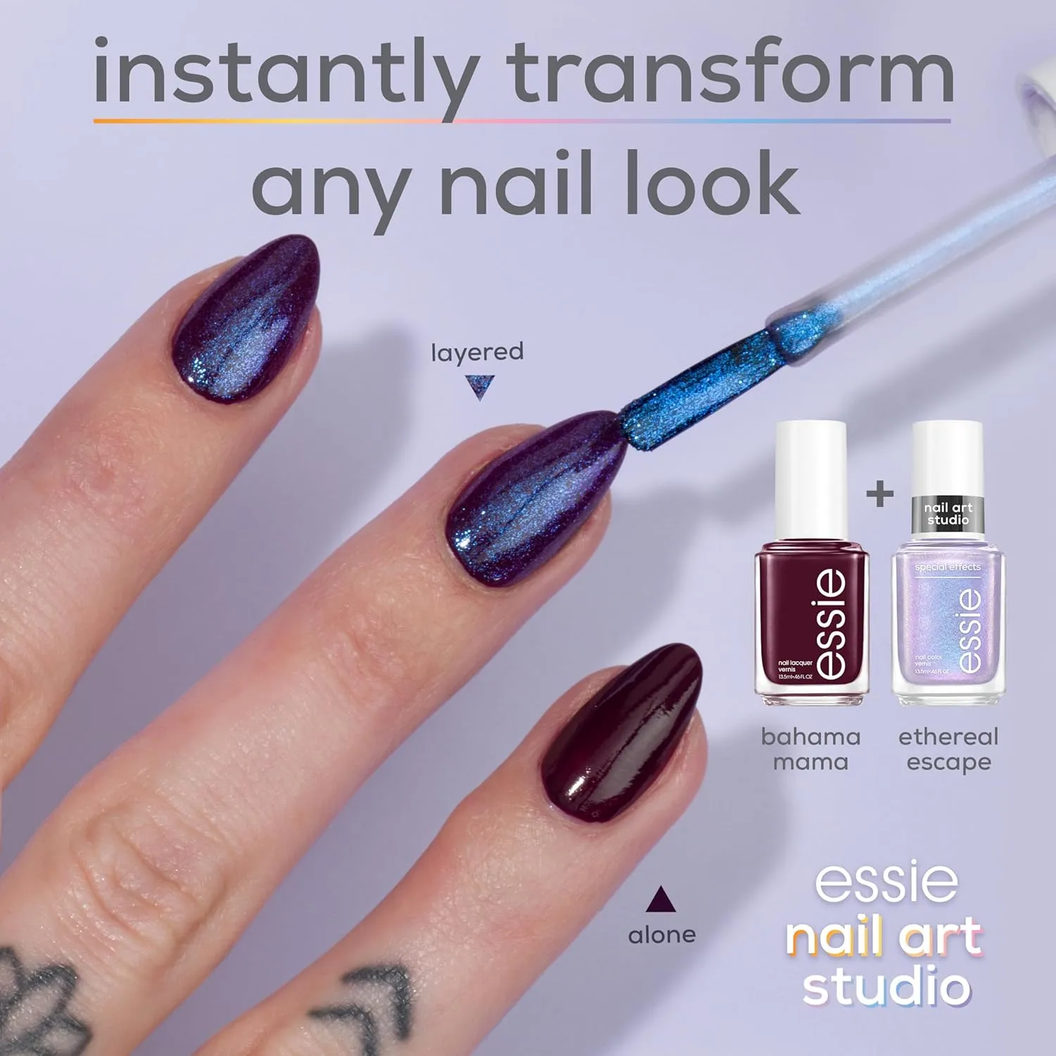 essie Nail Art Studio Special Effects Polish, Pearl, Vegan, Purple Nail Polish, Lustrous Luxury, 0.46 Fl Oz