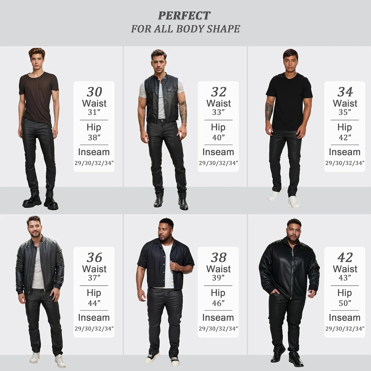 Ethanol Mens Slim Fit Ethanol Stretch Fashion Casual Faux Leather Pants