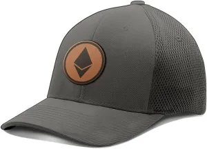 Ethereum Leather Patch Hat Fitted Flexfit Hats Crypto Baseball Cap Ultrafibre Breathable Mesh Side for Casual Wear