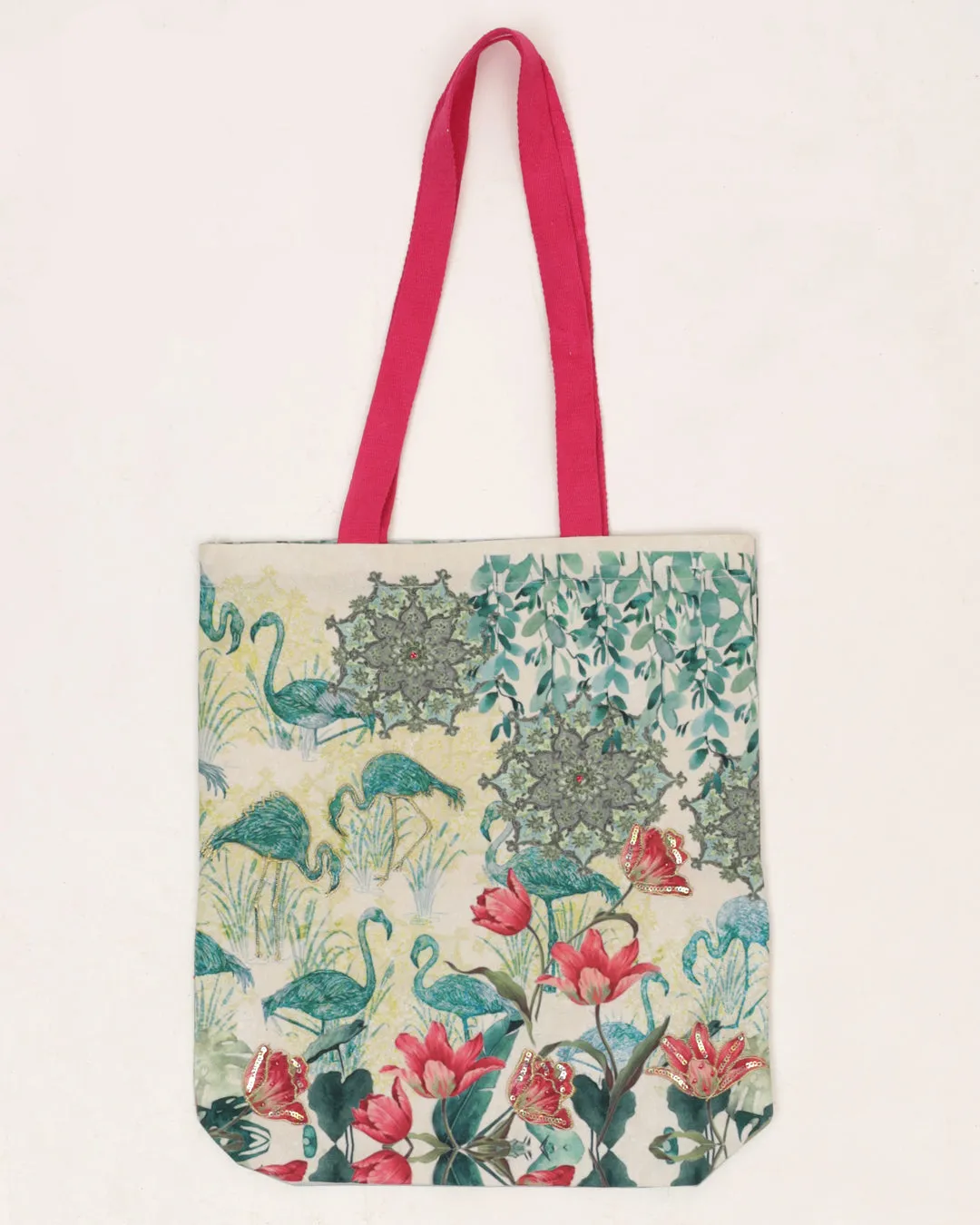ETHNIC FLAMINGO NIWAD HANDLE TOTEBAG