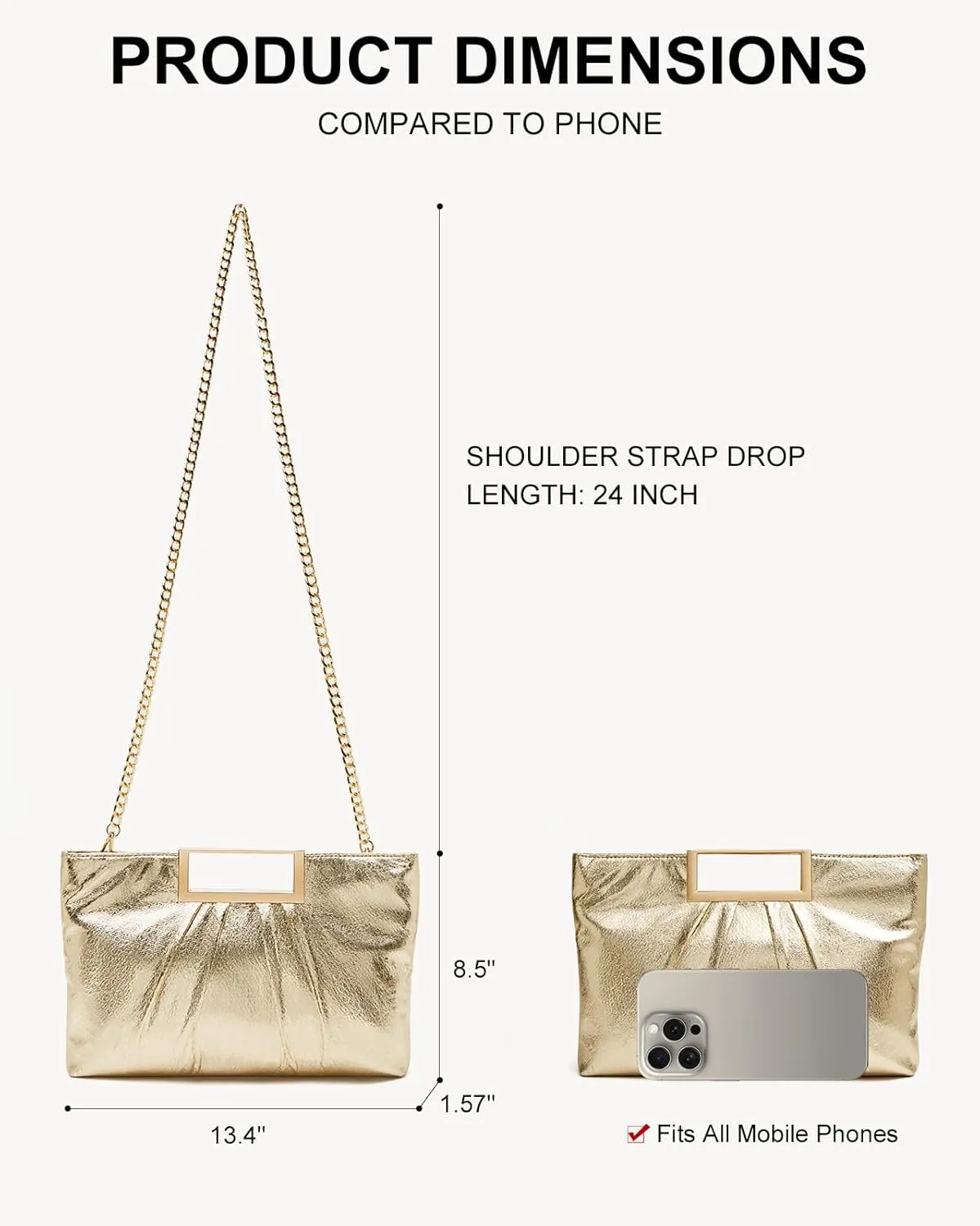 Evening Bag Clutch Purses for Women Ladies Handbag for Wedding Guest Formal Party Cocktail Prom with Detachable Chain