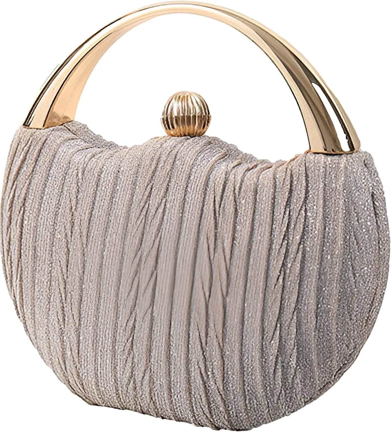 Evening Bag Clutch Purses Pleated Round Hard shell Crossbody Handbag with Chain Strap for Women Wedding Party Formal