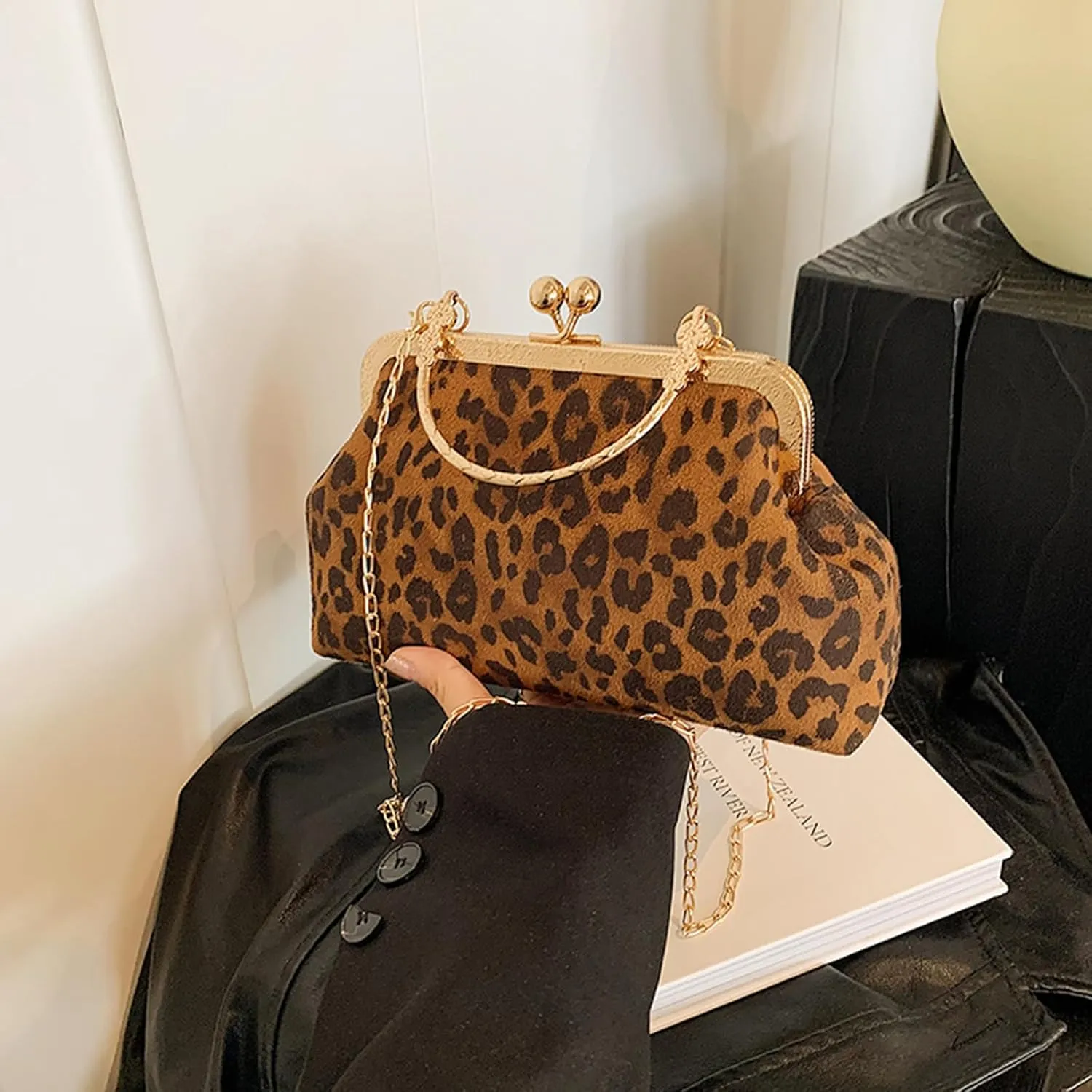 Evening Bag Small Clutch Purses Leopard Purse Formal Wedding Handbag for Women Fashion Crossbody Bags With Chain