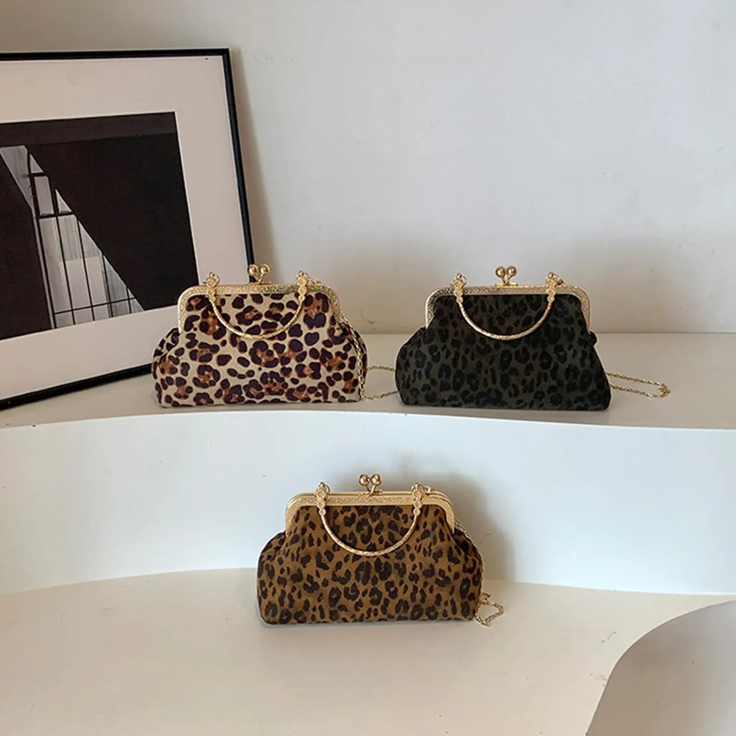 Evening Bag Small Clutch Purses Leopard Purse Formal Wedding Handbag for Women Fashion Crossbody Bags With Chain