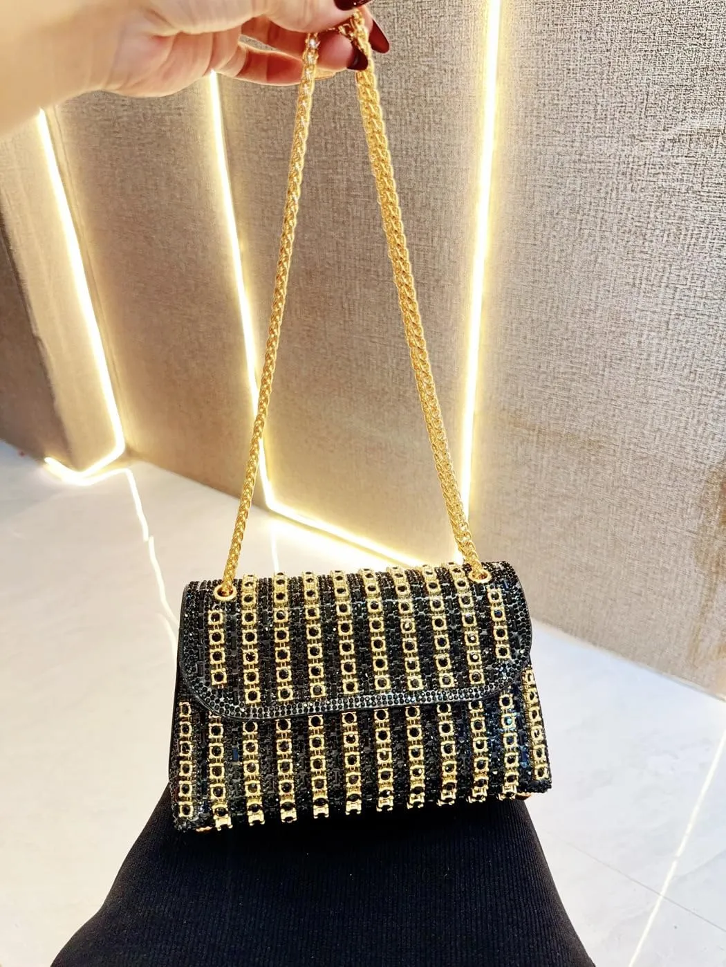 Evening Clutch Bag for Women, Chain Shoulder Bags Rhinestones Handbags for Cocktail Prom Parties, Weddings