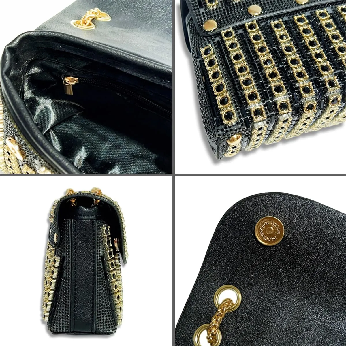 Evening Clutch Bag for Women, Chain Shoulder Bags Rhinestones Handbags for Cocktail Prom Parties, Weddings