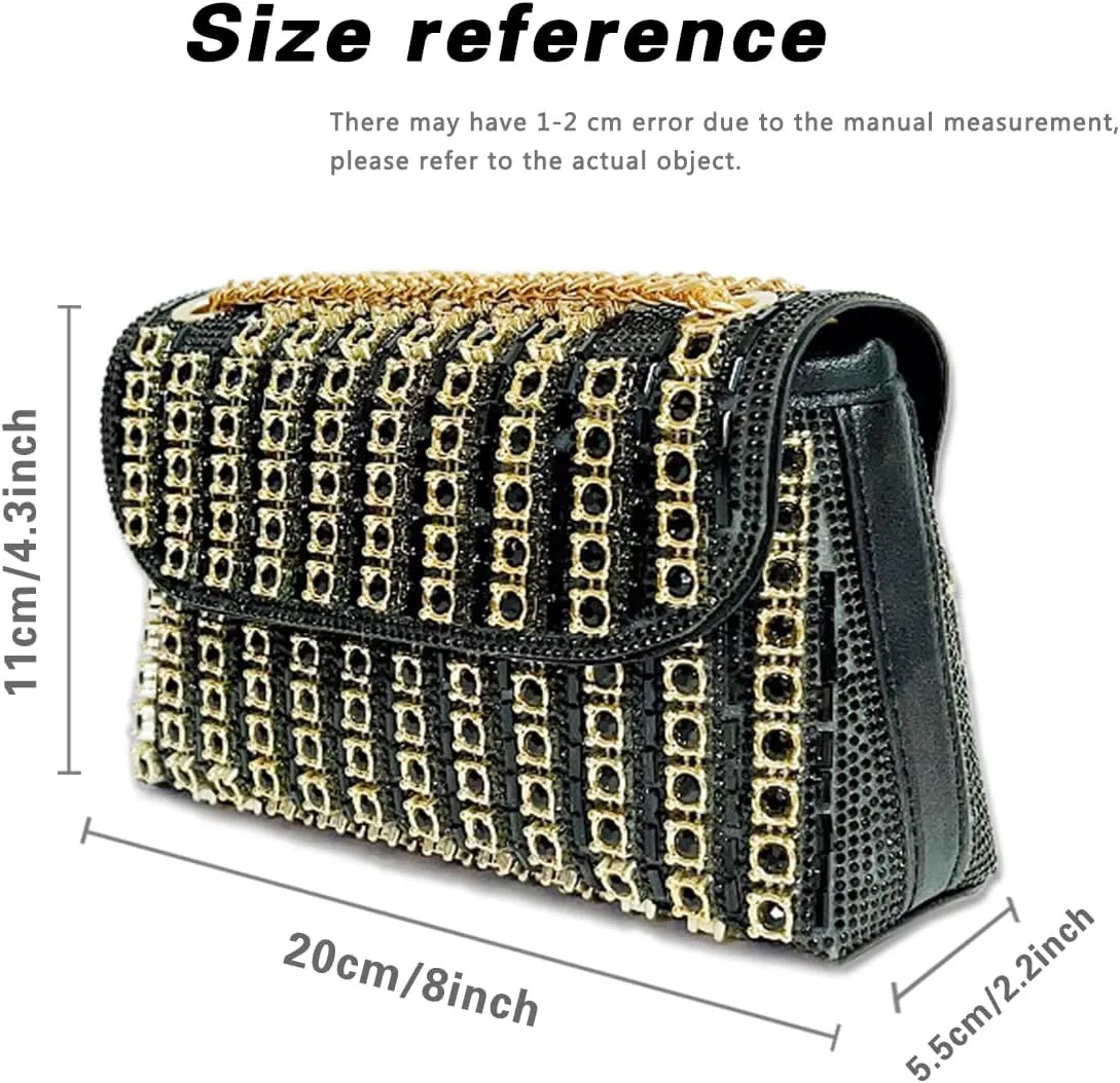 Evening Clutch Bag for Women, Chain Shoulder Bags Rhinestones Handbags for Cocktail Prom Parties, Weddings