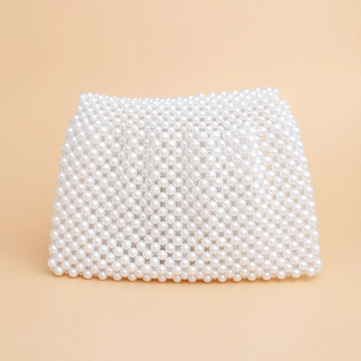 Evening Clutch White Pearl Woven Handmade Flap Bag - Bridal Purse Bride Wedding