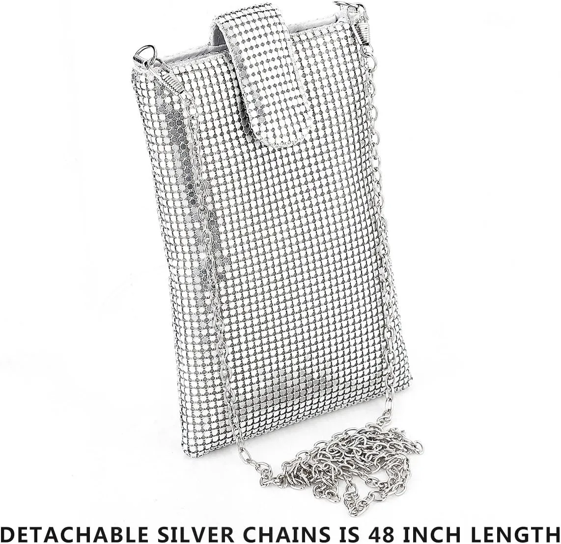 Evening Handbags Clutch Purses for Women Metal mesh Small Crossbody Bag Cell Phone Purse Wallet
