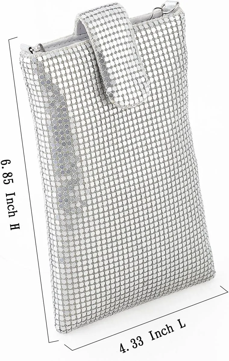Evening Handbags Clutch Purses for Women Metal mesh Small Crossbody Bag Cell Phone Purse Wallet
