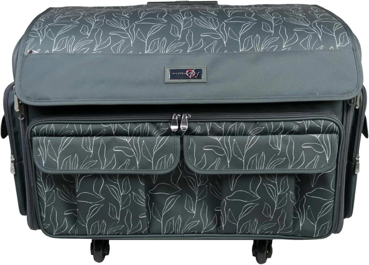 Everything Mary XXL Rolling Sewing Tote Sewing Machine Case, Black & Floral - Travel Case for Brother, Singer, Babylock, Embroidery Machines - Storage Bag with 4 Wheels, Pockets & Locking Handle
