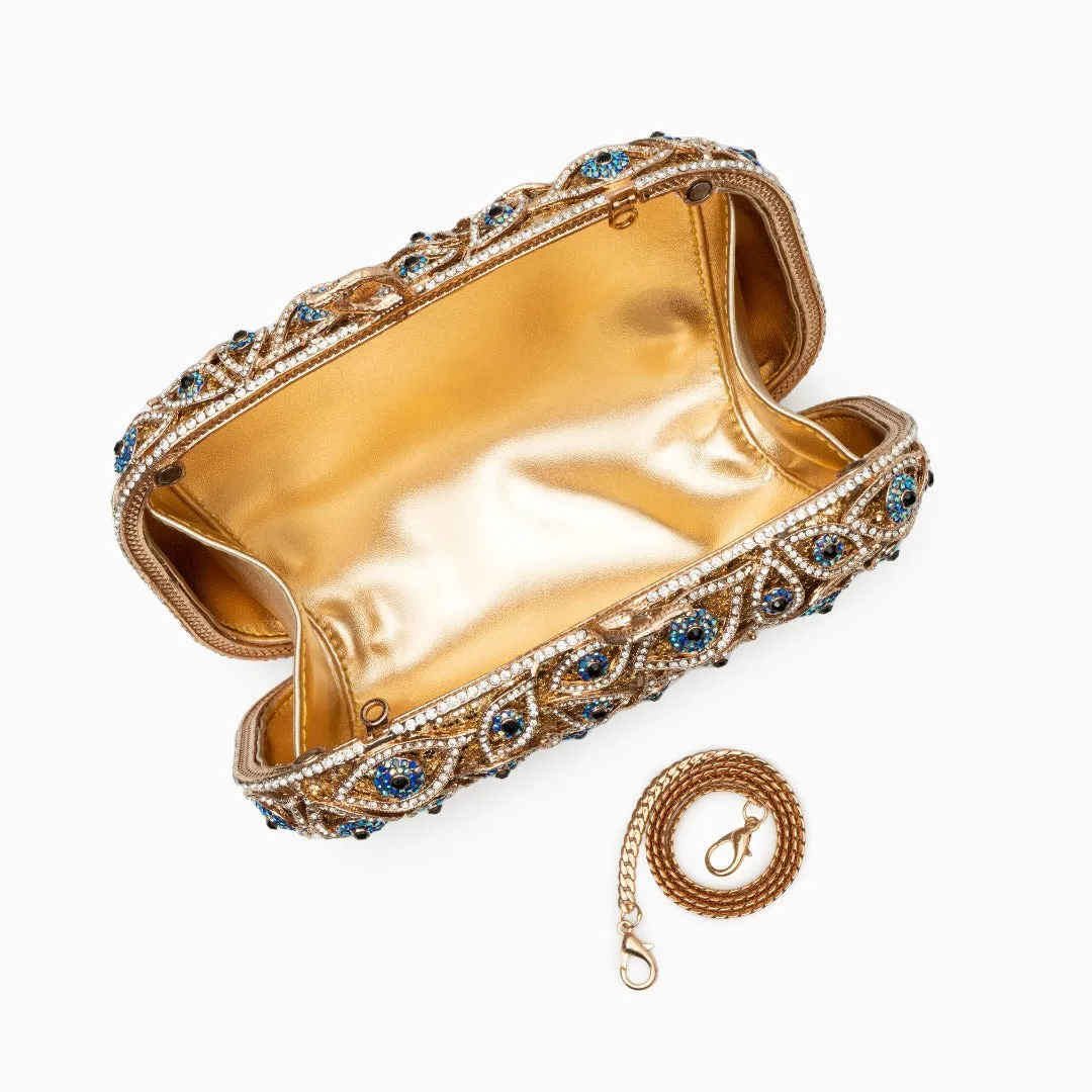 Evil Eye Clutch Bag in Gold